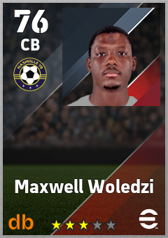 Maxwell Woledzi — CB, OVR 76, MAX 76