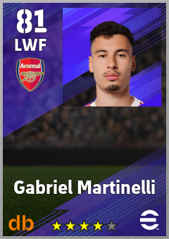 Gabriel Martinelli — LWF, OVR 81, MAX 89