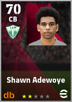 Shawn Adewoye — CB, OVR 70, MAX 70