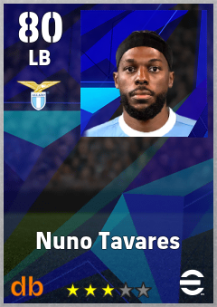 Nuno Tavares — LB, OVR 80, MAX 90