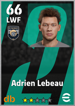 Adrien Lebeau — LWF, OVR 66, MAX 66