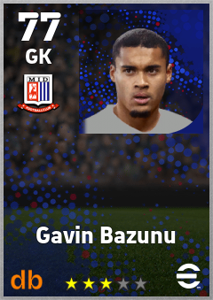 Gavin Bazunu — GK, OVR 77, MAX 77