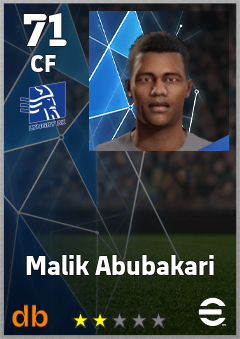 Malik Abubakari — CF, OVR 71, MAX 71