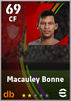 Macauley Bonne — CF, OVR 69, MAX 69