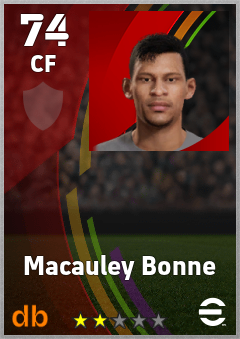 Macauley Bonne — CF, OVR 74, MAX 74
