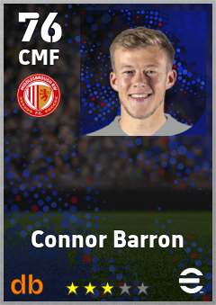 Connor Barron — CMF, OVR 76, MAX 76