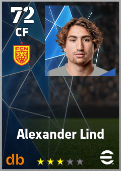Alexander Lind — CF, OVR 72, MAX 72