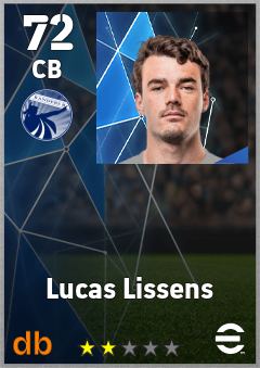 Lucas Lissens — CB, OVR 72, MAX 72