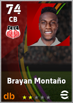 Brayan Montaño — CB, OVR 74, MAX 74
