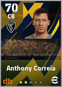 Anthony Correia — CB, OVR 70, MAX 70