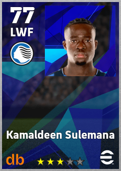 Kamaldeen Sulemana — LWF, OVR 77, MAX 77
