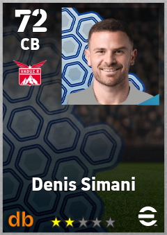 Denis Simani — CB, OVR 72, MAX 72