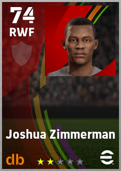 Joshua Zimmerman — RWF, OVR 74, MAX 74