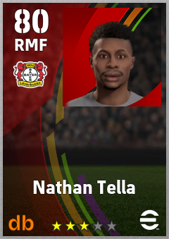 Nathan Tella — RMF, OVR 80, MAX 80
