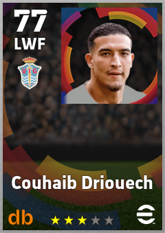 Couhaib Driouech — LWF, OVR 77, MAX 77
