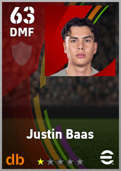 Justin Baas — DMF, OVR 63, MAX 63