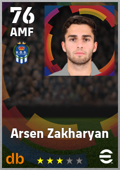 Arsen Zakharyan — AMF, OVR 76, MAX 76