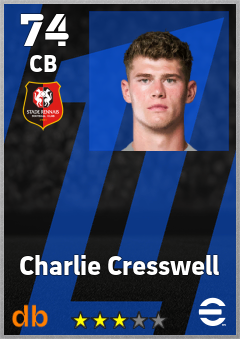 Charlie Cresswell — CB, OVR 74, MAX 74