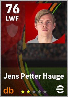 Jens Petter Hauge — LWF, OVR 76, MAX 76