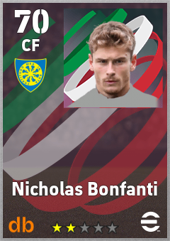 Nicholas Bonfanti — CF, OVR 70, MAX 70