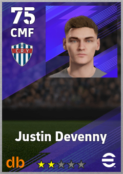 Justin Devenny — CMF, OVR 75, MAX 75
