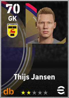 Thijs Jansen — GK, OVR 70, MAX 70