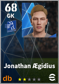 Jonathan Ægidius — GK, OVR 68, MAX 68