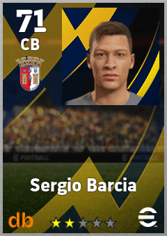Sergio Barcia — CB, OVR 71, MAX 71