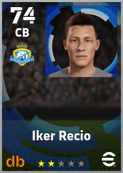 Iker Recio — CB, OVR 74, MAX 74
