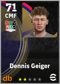 Dennis Geiger — CMF, OVR 71, MAX 71
