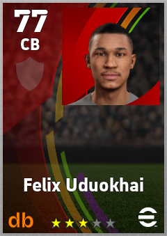 Felix Uduokhai — CB, OVR 77, MAX 77