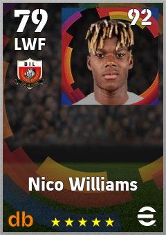 Nico Williams eFootball player card