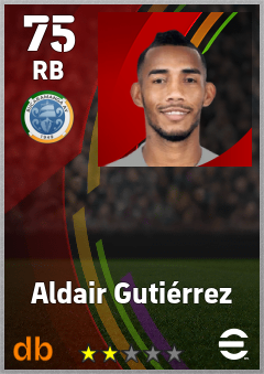 Aldair Gutiérrez — RB, OVR 75, MAX 75