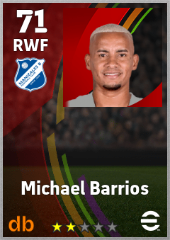 Michael Barrios — RWF, OVR 71, MAX 71