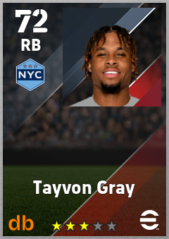 Tayvon Gray — RB, OVR 72, MAX 72