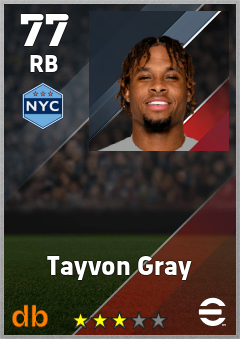 Tayvon Gray — RB, OVR 77, MAX 77