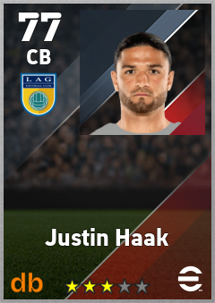 Justin Haak — CB, OVR 77, MAX 77