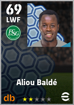 Aliou Baldé — LWF, OVR 69, MAX 69