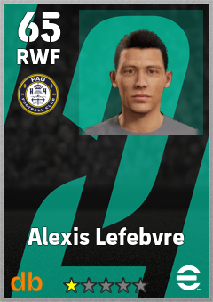 Alexis Lefebvre — RWF, OVR 65, MAX 65