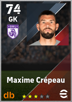 Maxime Crépeau — GK, OVR 74, MAX 74