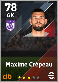 Maxime Crépeau — GK, OVR 78, MAX 78