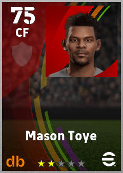 Mason Toye — CF, OVR 75, MAX 75