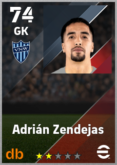 Adrián Zendejas — GK, OVR 74, MAX 74