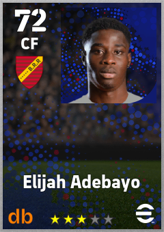 Elijah Adebayo — CF, OVR 72, MAX 72