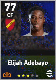 Elijah Adebayo — CF, OVR 77, MAX 77