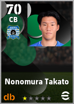 Nonomura Takato — CB, OVR 70, MAX 70