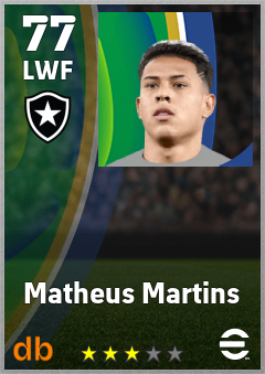 Matheus Martins — LWF, OVR 77, MAX 77