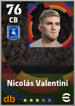 Nicolás Valentini — CB, OVR 76, MAX 76