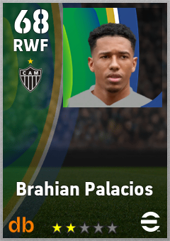 Brahian Palacios — RWF, OVR 68, MAX 68