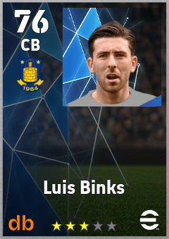 Luis Binks — CB, OVR 76, MAX 76